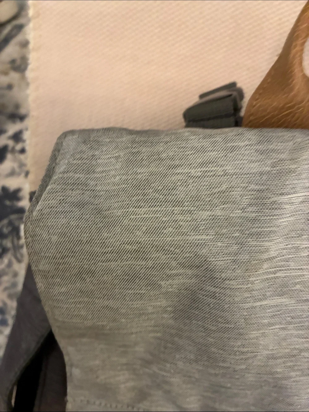 Eddie Bauer Cascade Canvas Two-Tone Gray & Cream DiaperBackpack w/ Tan Accents